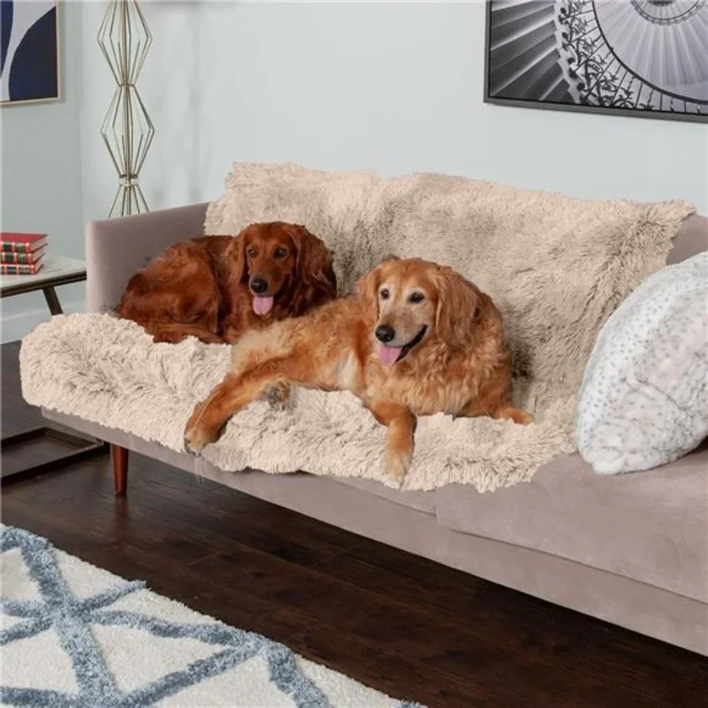 Waterproof Throw Blanket for Dogs & Indoor Cats, Washable - Shaggy Plush Calming